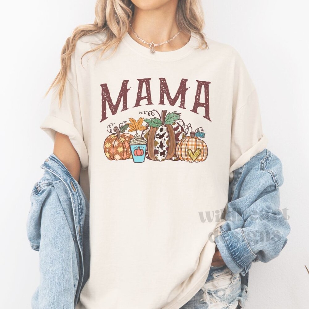 Thanksgiving Mama Shirt, Fall Shirt, Mama Pumpkin Shirt - Heather Dust